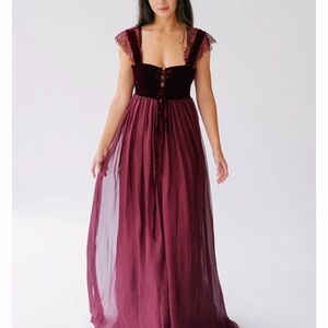 Chic Velvet Burgundy Maxi Dress